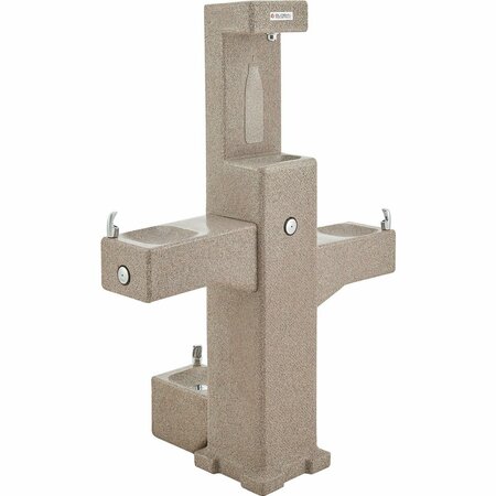 GLOBAL INDUSTRIAL Outdoor Bottle Filler & Fountain w/ Pet Station & Filter, Rotocast Granite 603605F